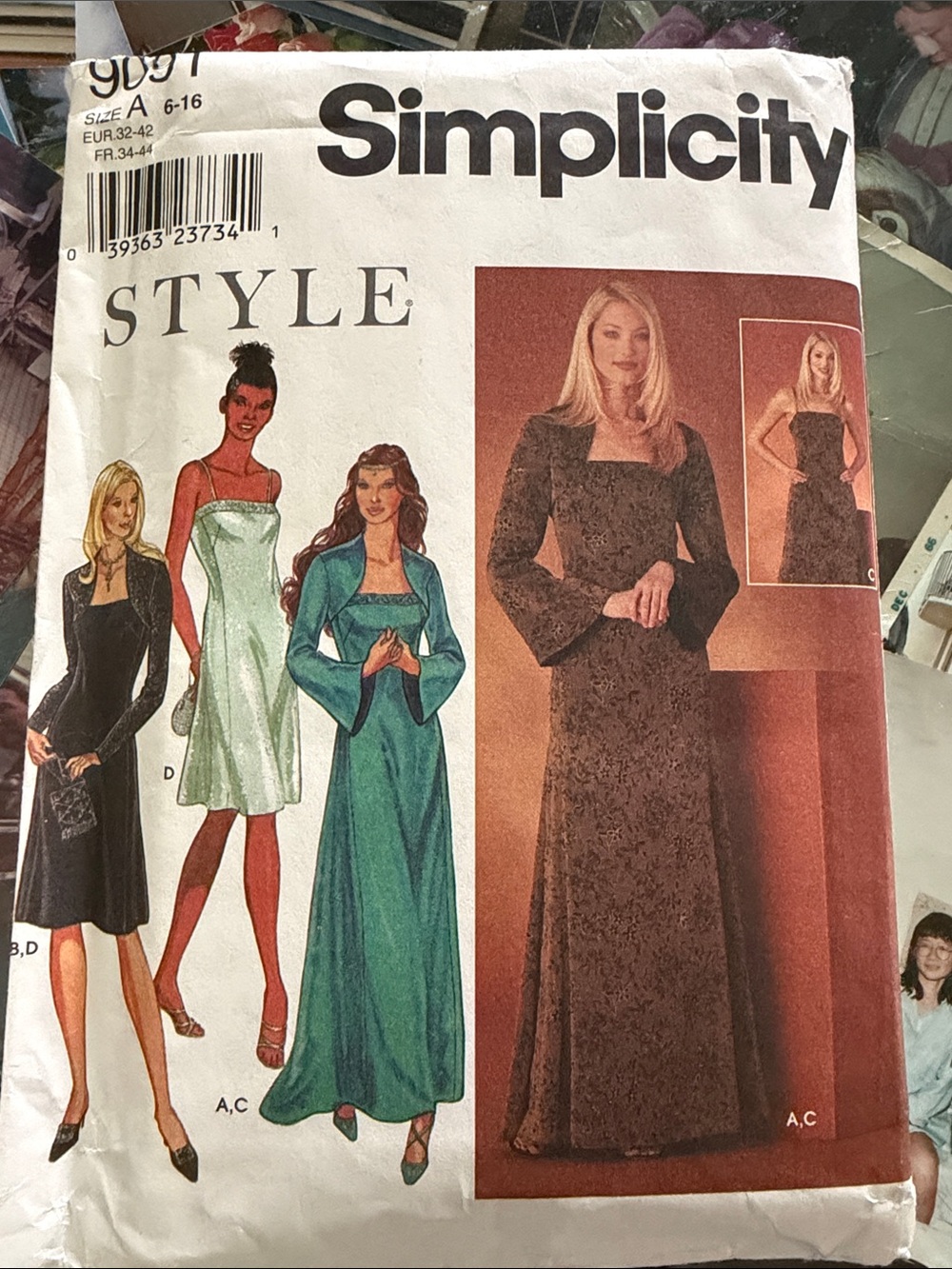 Simplicity Long Sleeve Square Neck Brown Dress with Bell Sleeves